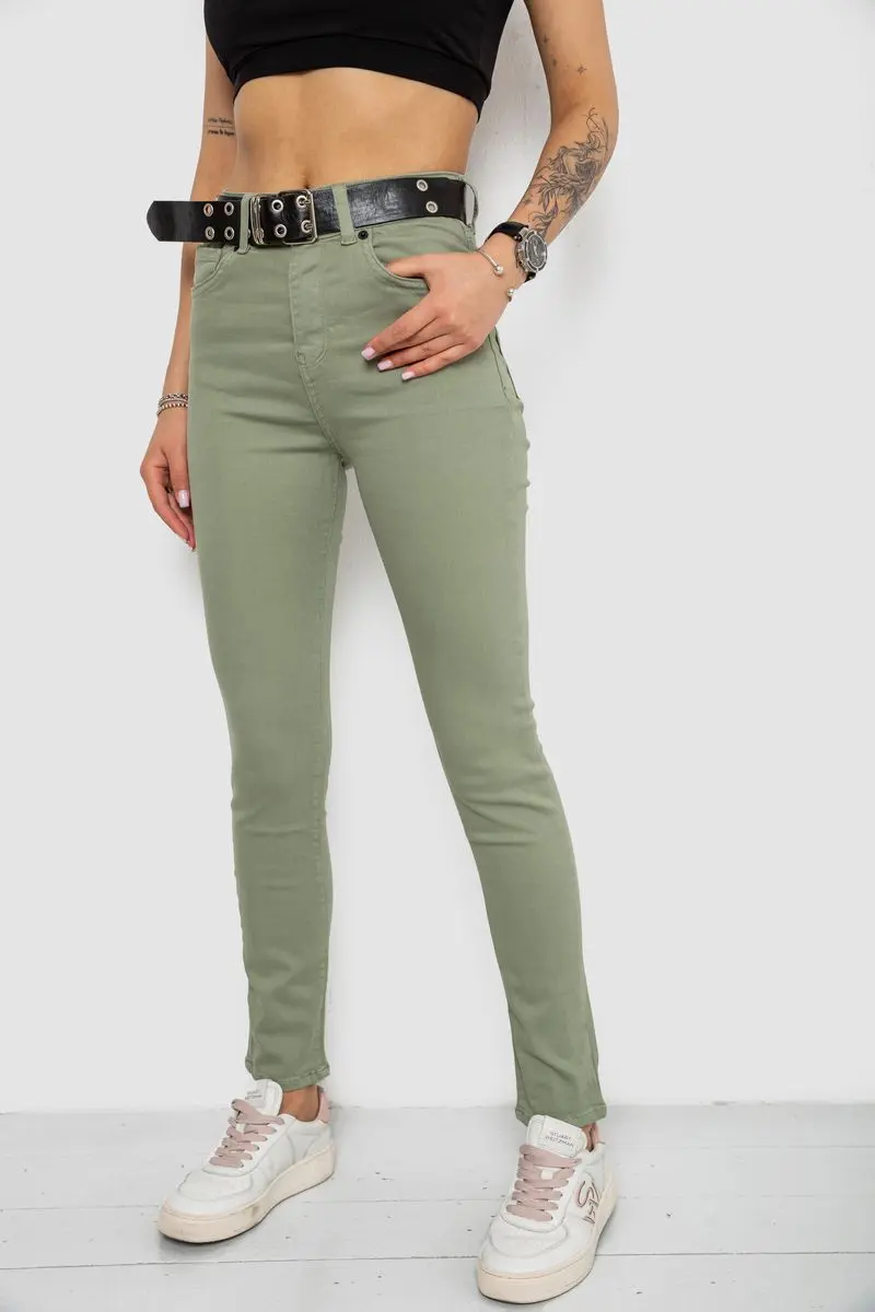 Джинси жіночі Skinny Американки, колір оливковий, 182R00252