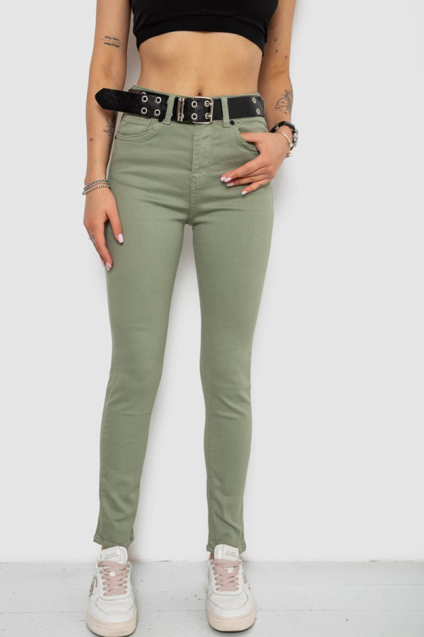 Джинси жіночі Skinny Американки, колір оливковий, 182R00252