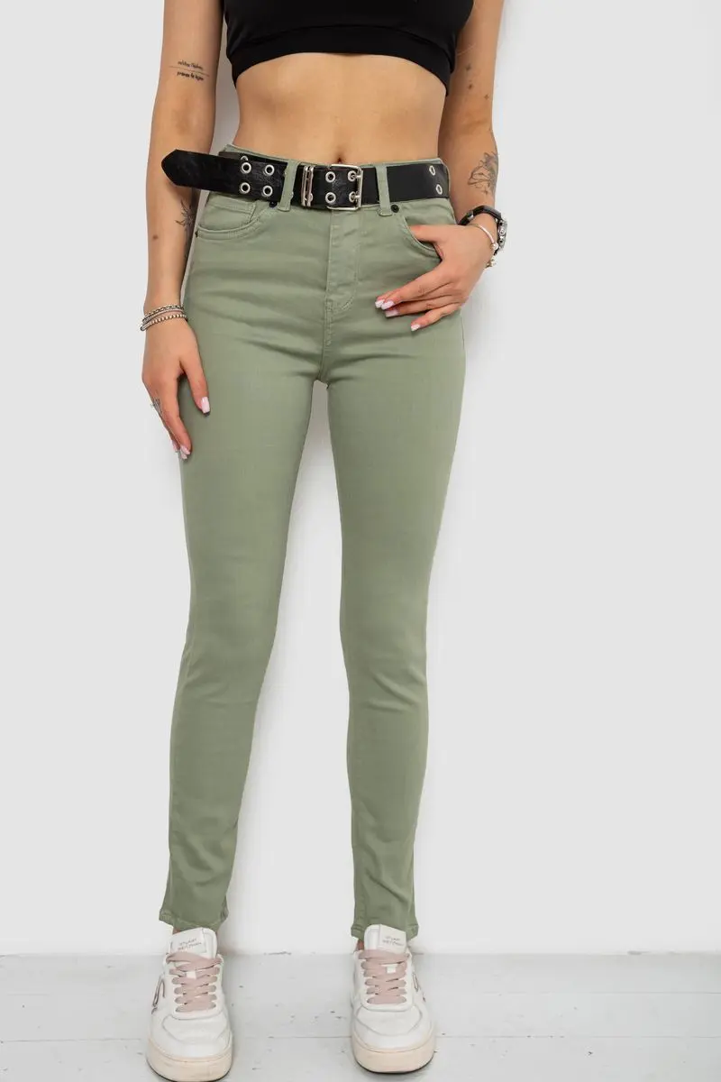 Джинси жіночі Skinny Американки, колір оливковий, 182R00252