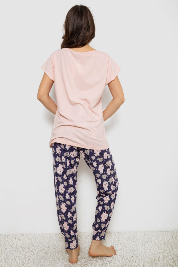 Піжама жіноча з принтом, колір рожевий, 243R1600-016