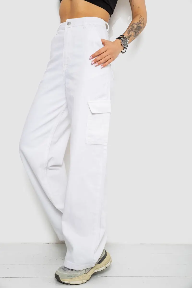 Джинси жіночі Loose Fit з кишенями, колір білий, 182R2552