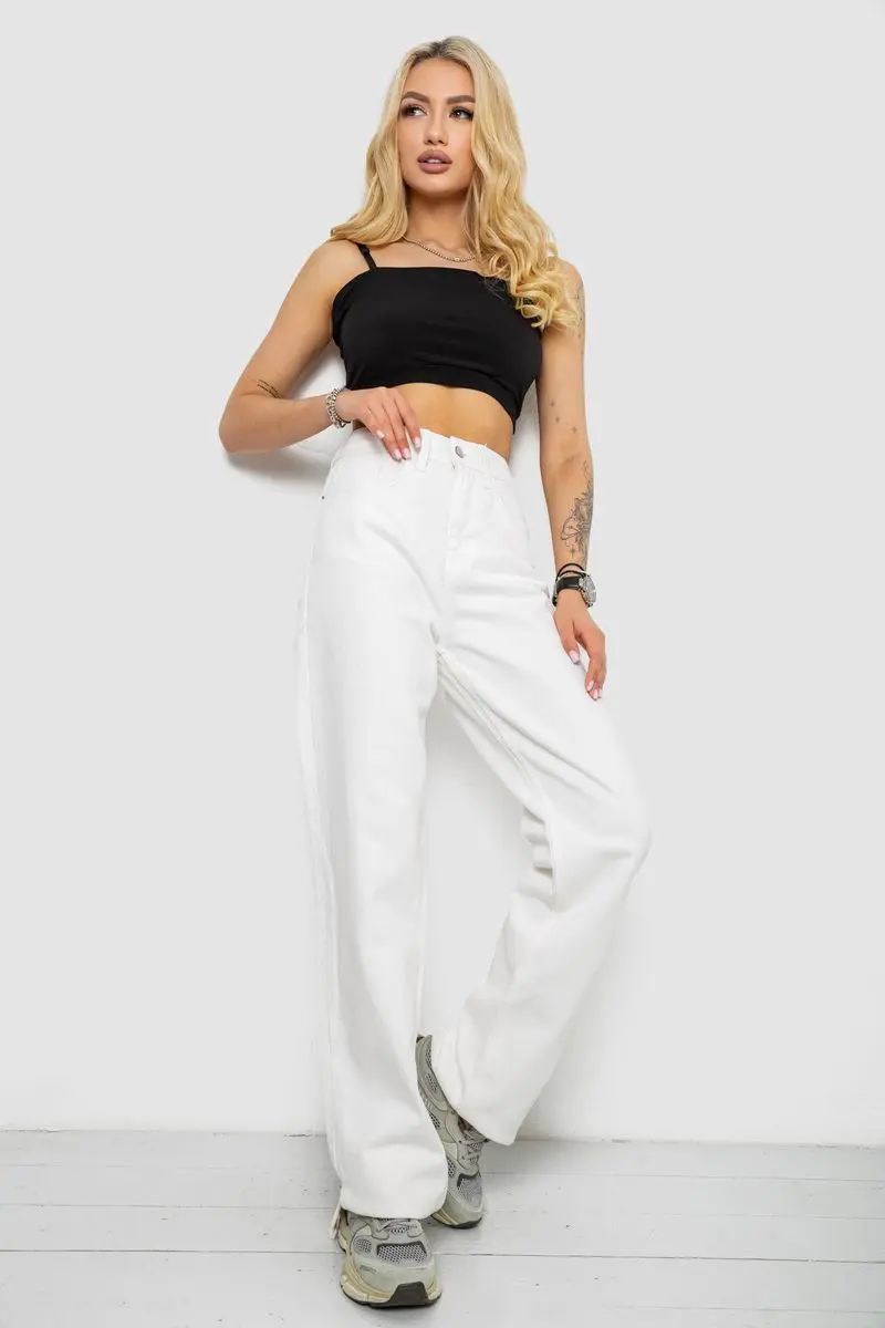 Джинси жіночі Loose Fit, колір білий, 182R1088