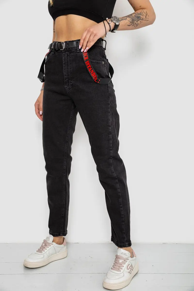 Джинси жіночі Mom-fit, колір чорний, 182R9135
