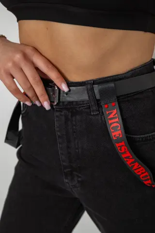 Джинси жіночі Mom-fit, колір чорний, 182R9135
