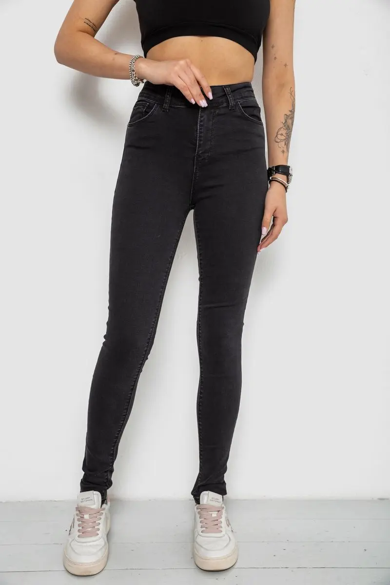 Джинси жіночі Skinny, колір чорний, 182R4296