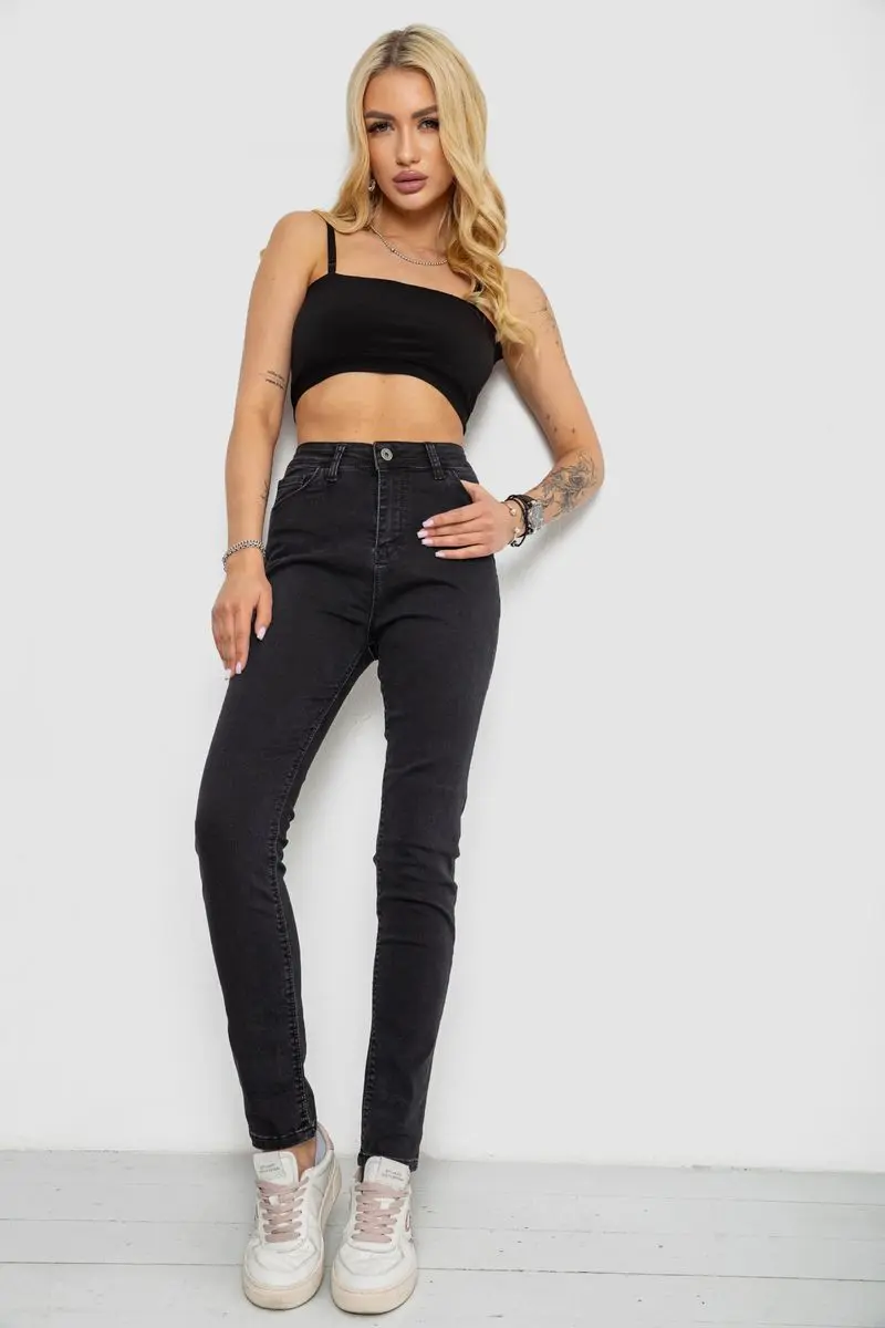 Джинси жіночі Slim Fit, колір чорний, 182R3797