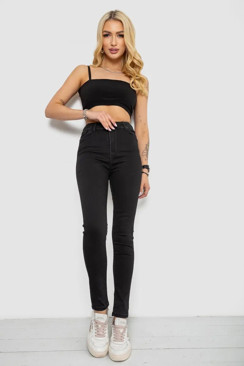 Джинси жіночі Skinny, колір чорний, 182R1048