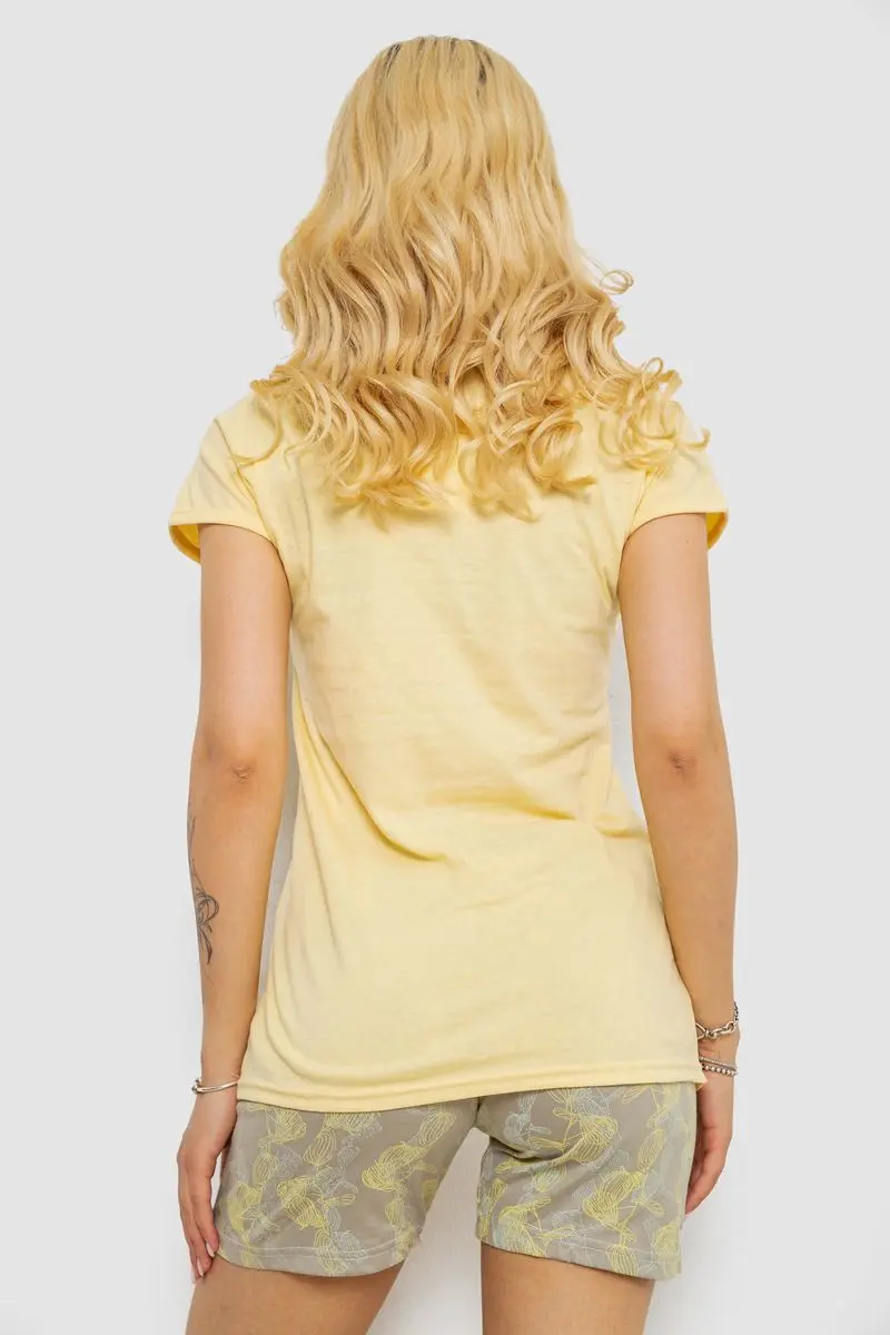 Піжама жіноча з принтом, колір жовтий, 243R3055