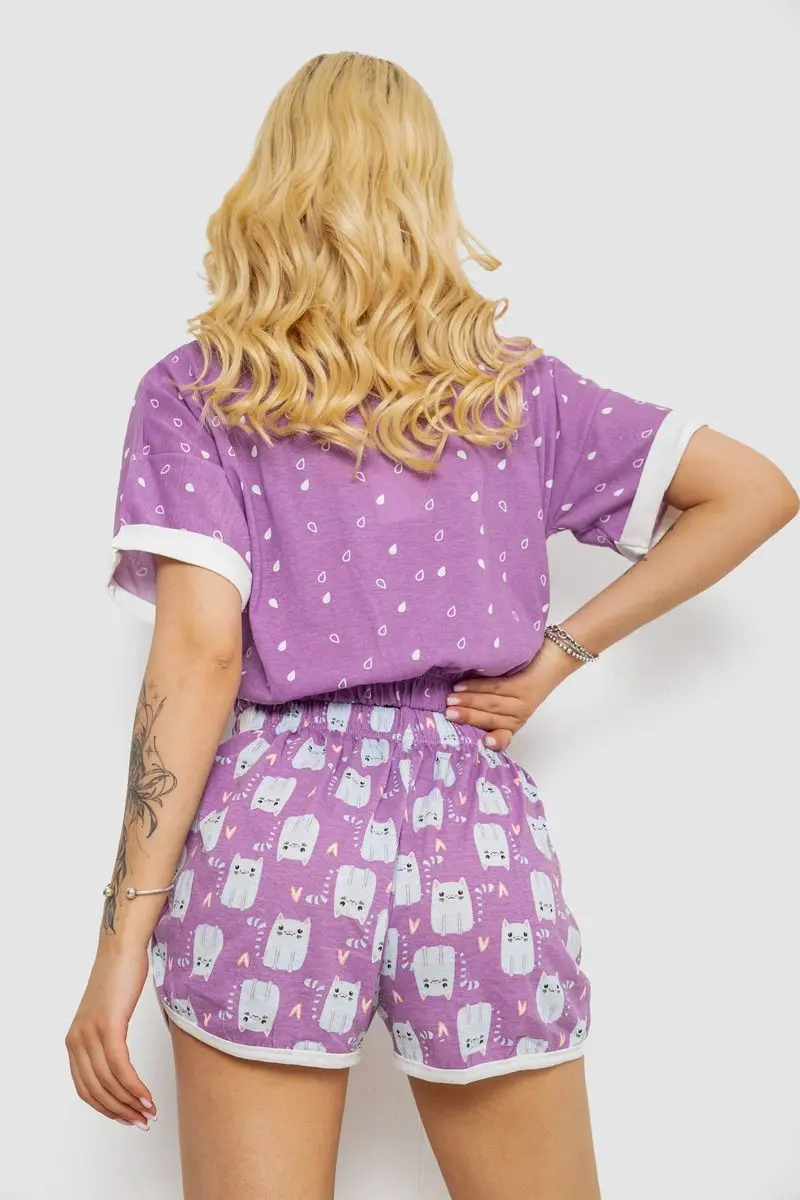Піжама жіноча з принтом, колір фіолетовий, 243R15236