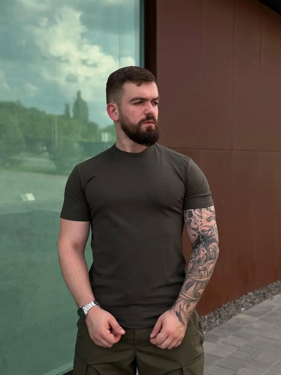 Футболка PREMIUM Х/Б олива