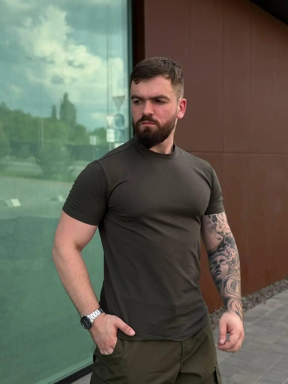 Футболка PREMIUM Х/Б олива