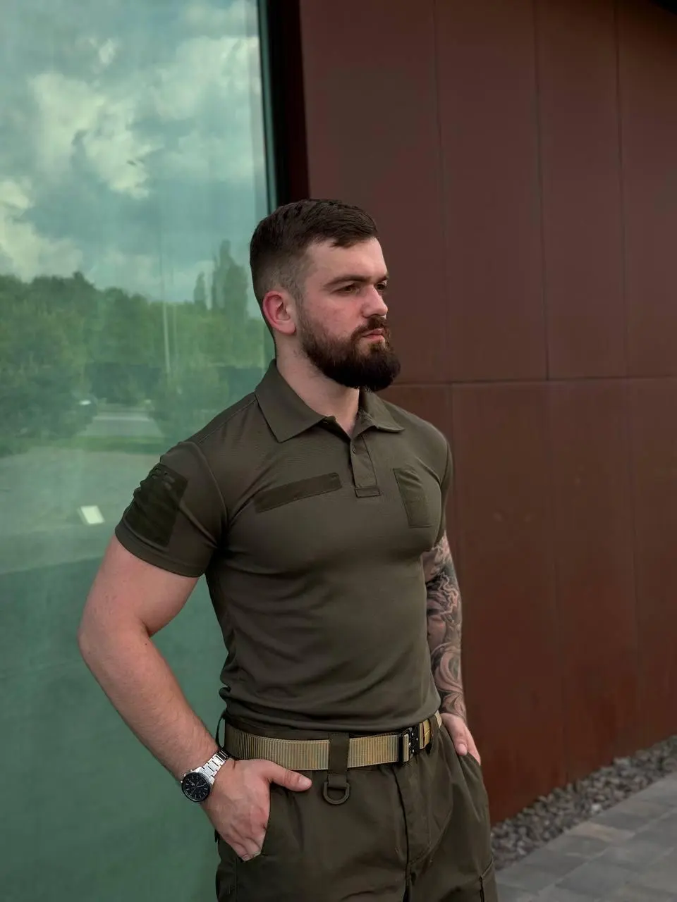 Футболка поло -Olive Premium
