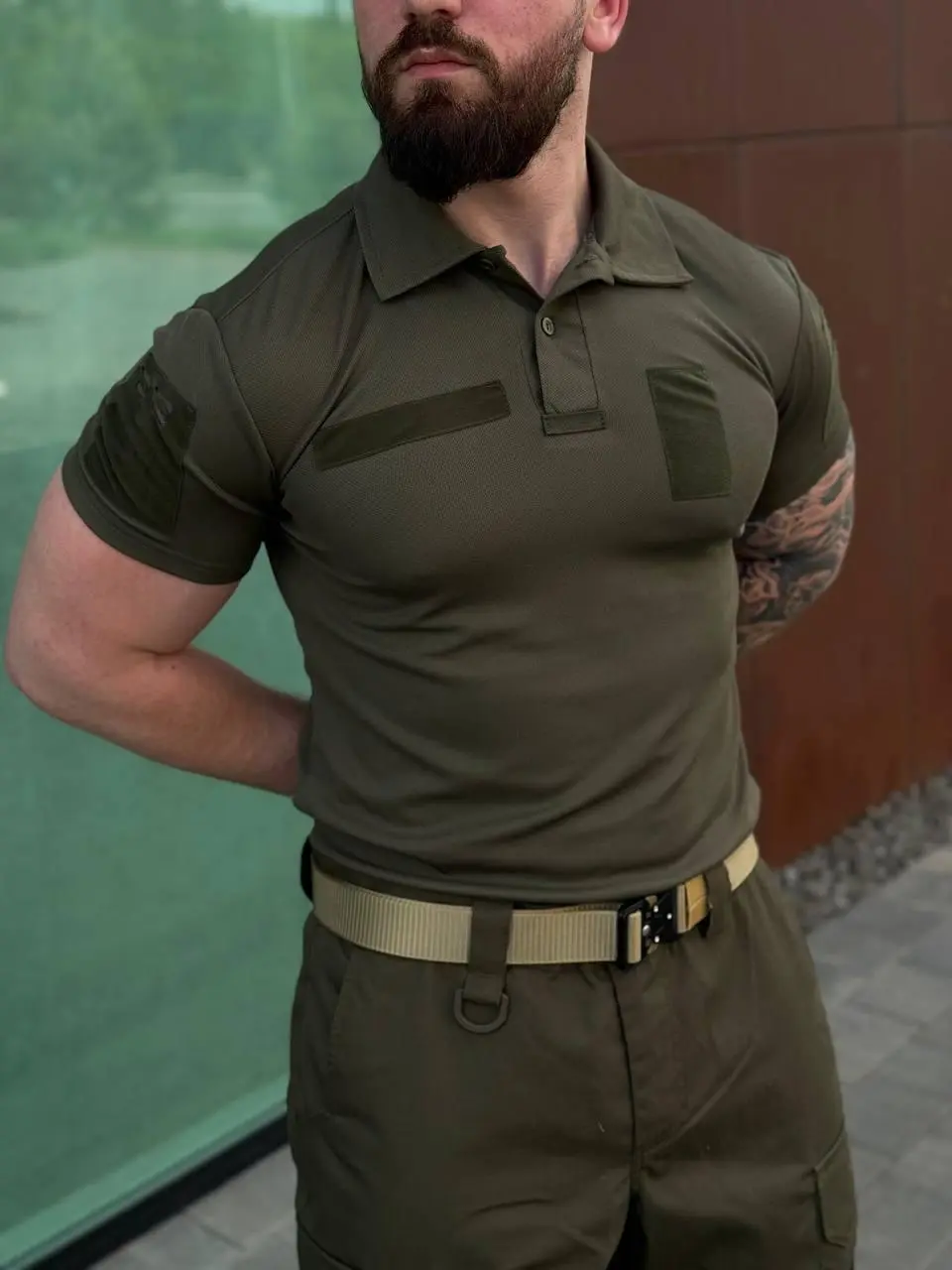 Футболка поло -Olive Premium