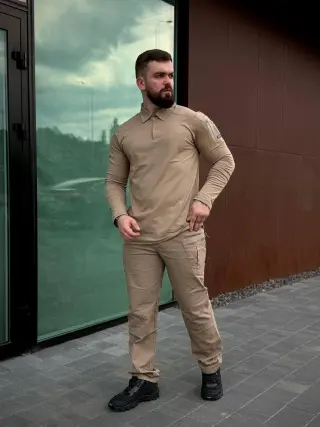 Комплект COMBAT Койот Штани + Поло довгий рукав