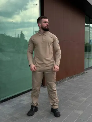Комплект COMBAT Койот Штани + Поло довгий рукав