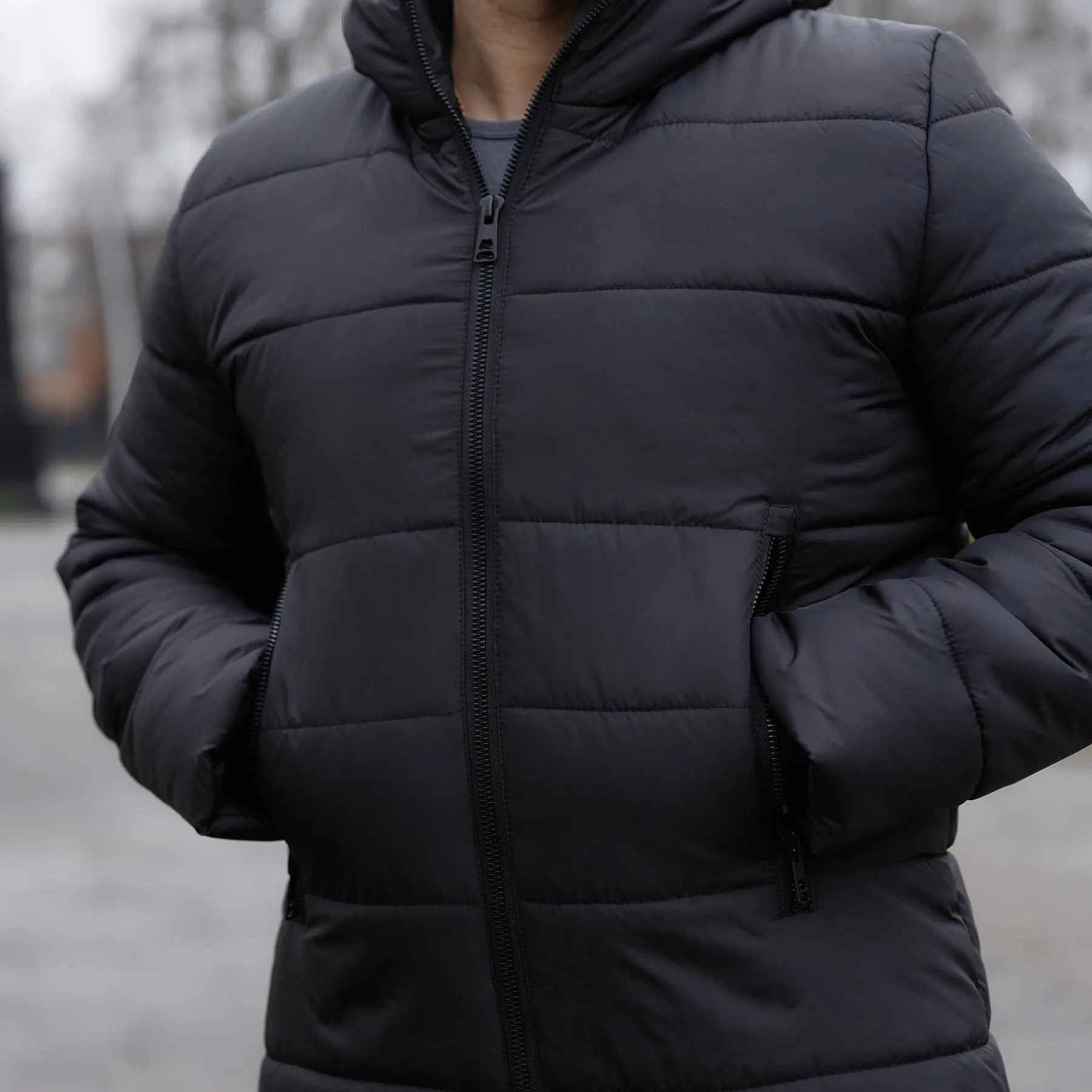 Пуховик подовжений чорний