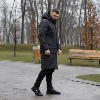 Пуховик подовжений чорний