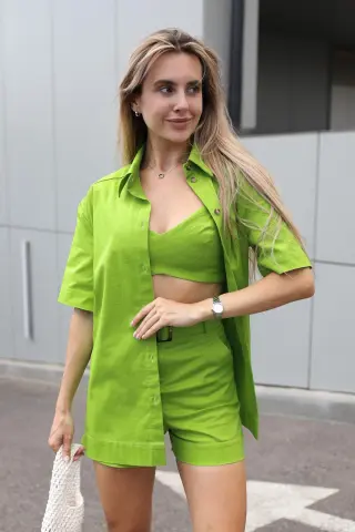 Комплект жіночий лляний "Alessandra" салатовий