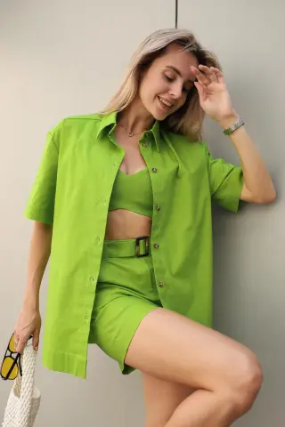 Комплект жіночий лляний "Alessandra" салатовий