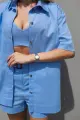 Комплект жіночий лляний "Alessandra" блакитний - Фото 11