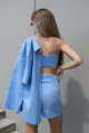 Комплект жіночий лляний "Alessandra" блакитний - Фото 5