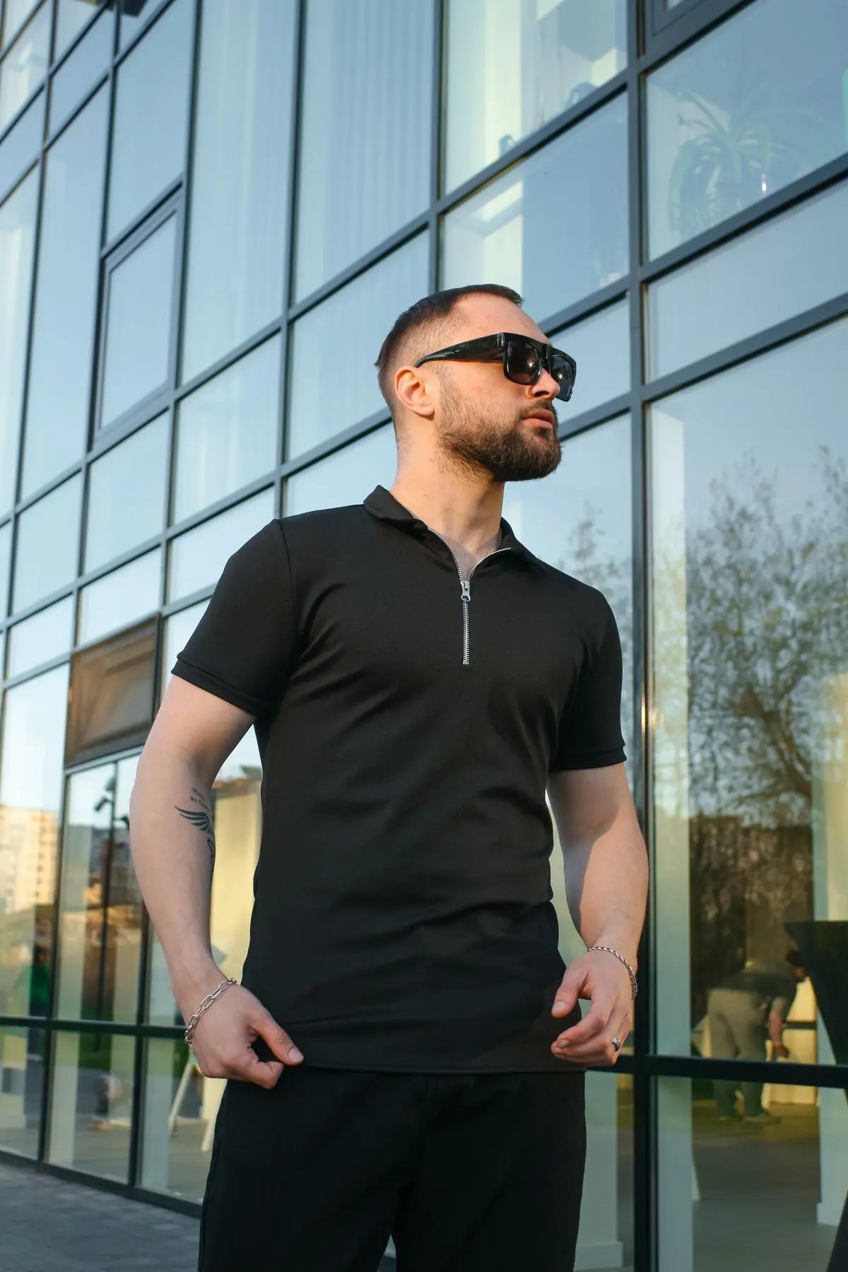 Поло чоловіче на блискавці "Anyday" Intruder чорне