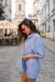 Костюм жіночий "Sweet" блакитний: кардиган + шорти - Фото 2