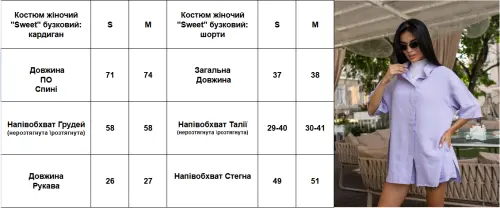 Костюм жіночий "Sweet" бузковий: кардиган + шорти