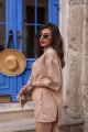Костюм жіночий "Sweet" бежевий: кардиган + шорти - Фото 6
