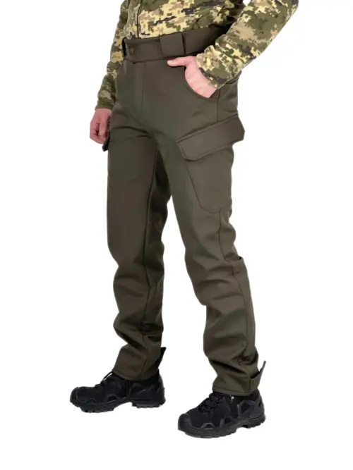 Штани чоловічі soft shell на флісі "Peak" хакі