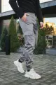 Штани чоловічі карго на флісі Intruder сірі з накладними кишенями - Photo 2
