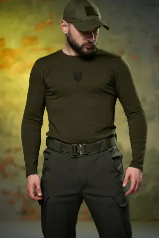 Лонгслів чоловічий "Pulse" Intruder хакі з тризубом