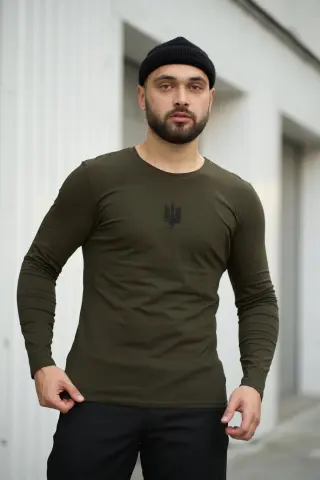 Лонгслів чоловічий "Pulse" Intruder хакі з тризубом