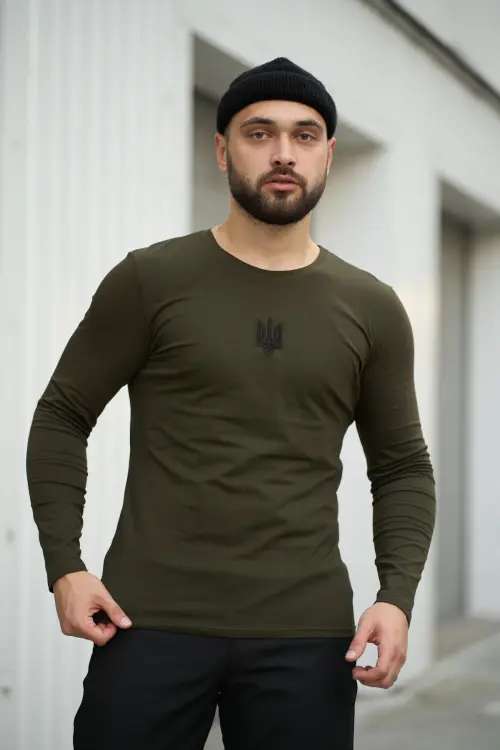 Лонгслів чоловічий "Pulse" Intruder хакі з тризубом