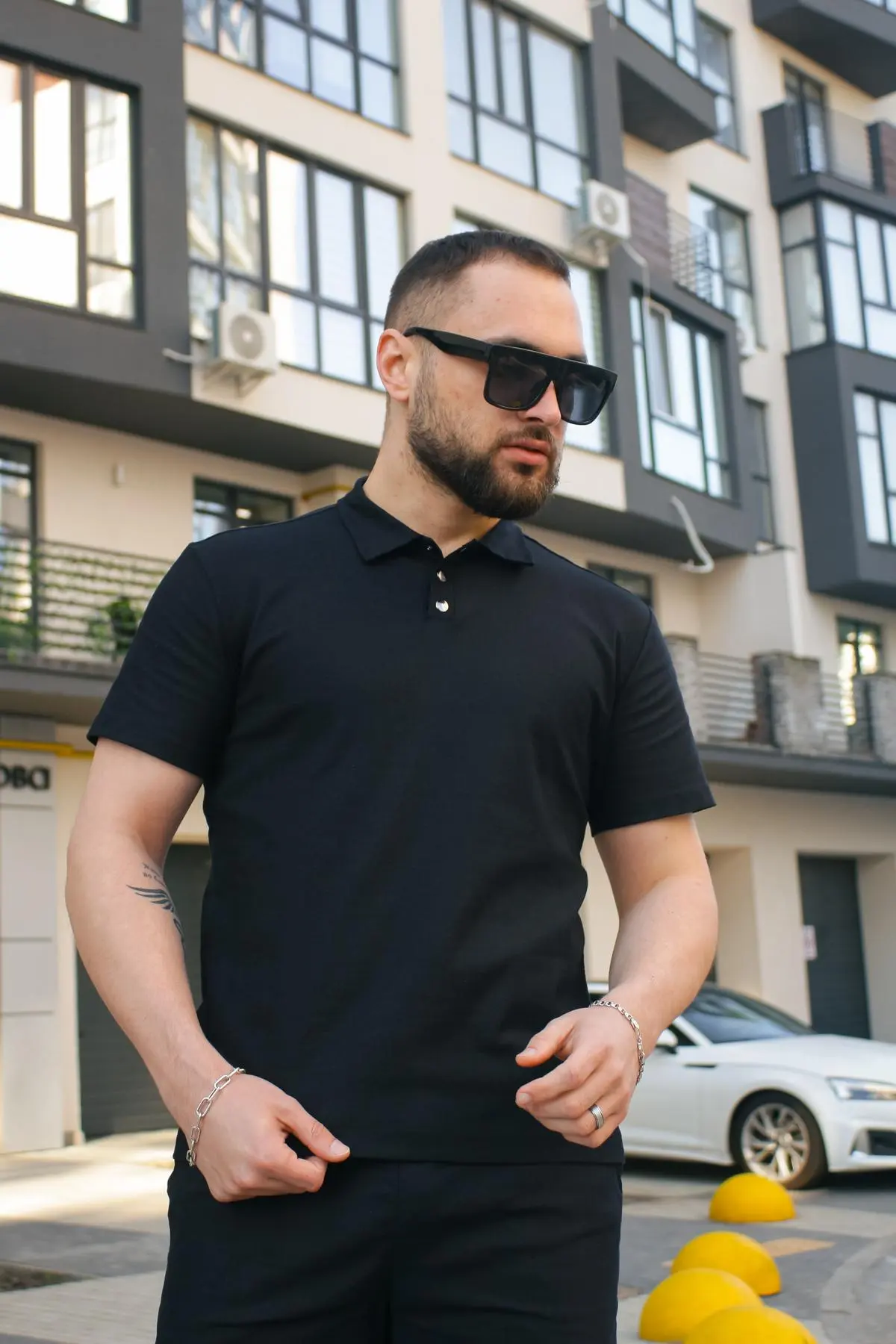 Поло чоловіче лляне базове "Flax" Intruder чорне