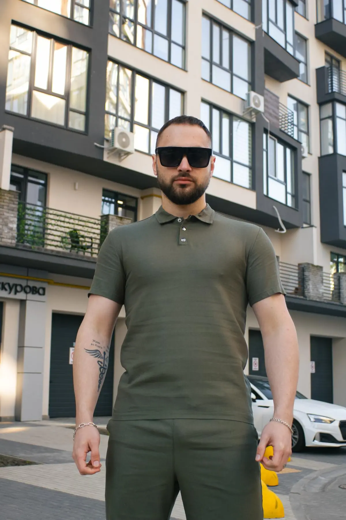 Поло чоловіче лляне базове "Flax" Intruder хакі