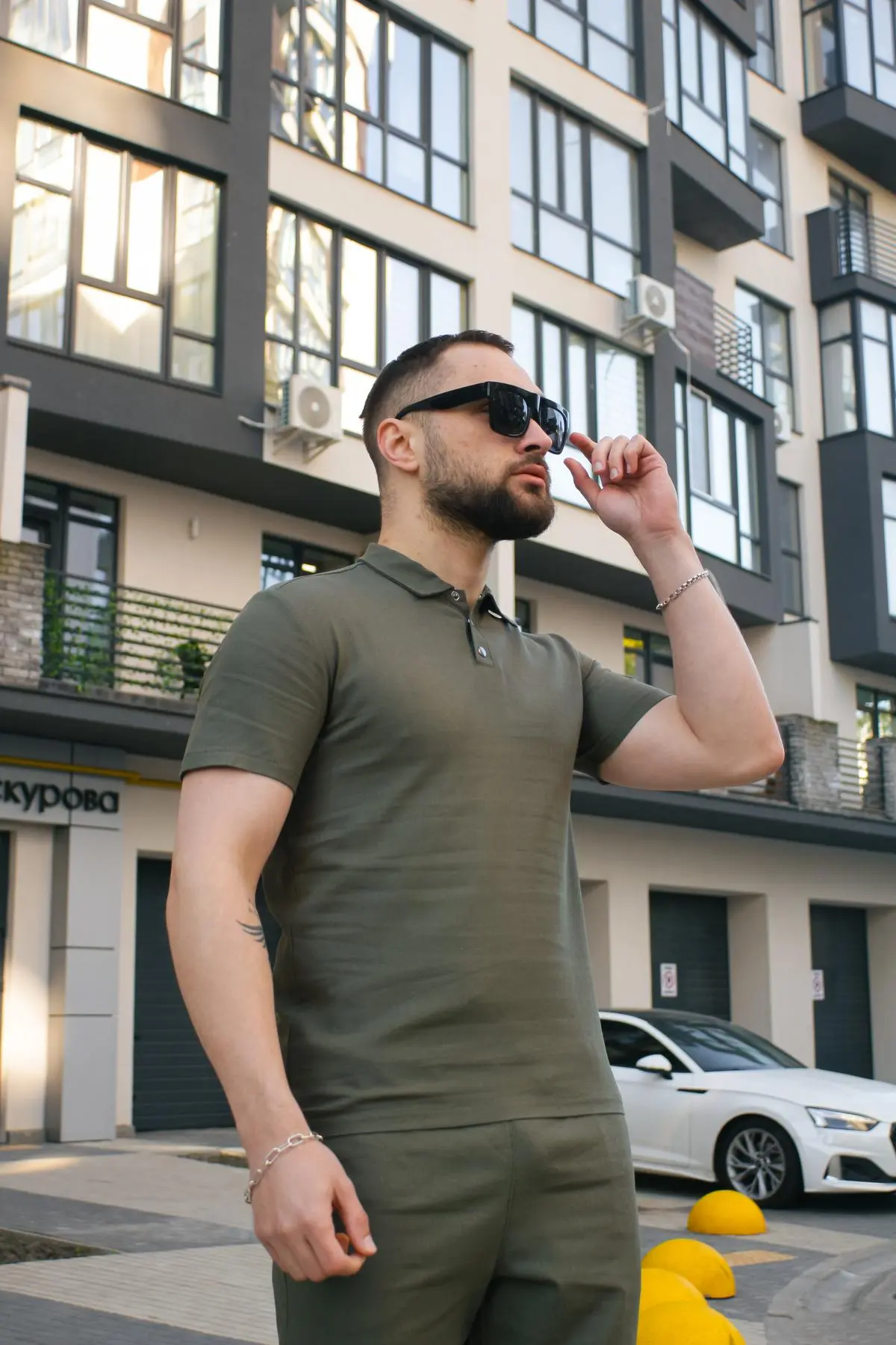 Поло чоловіче лляне базове "Flax" Intruder хакі