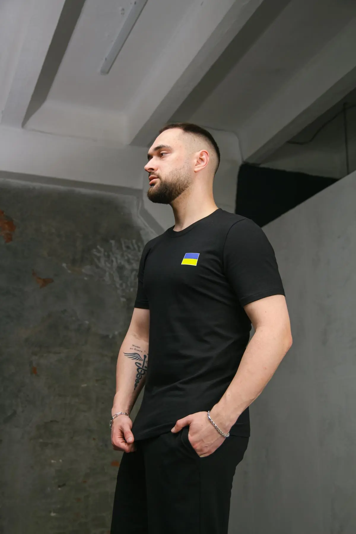 Футболка чоловіча з прапором на грудях Intruder чорна