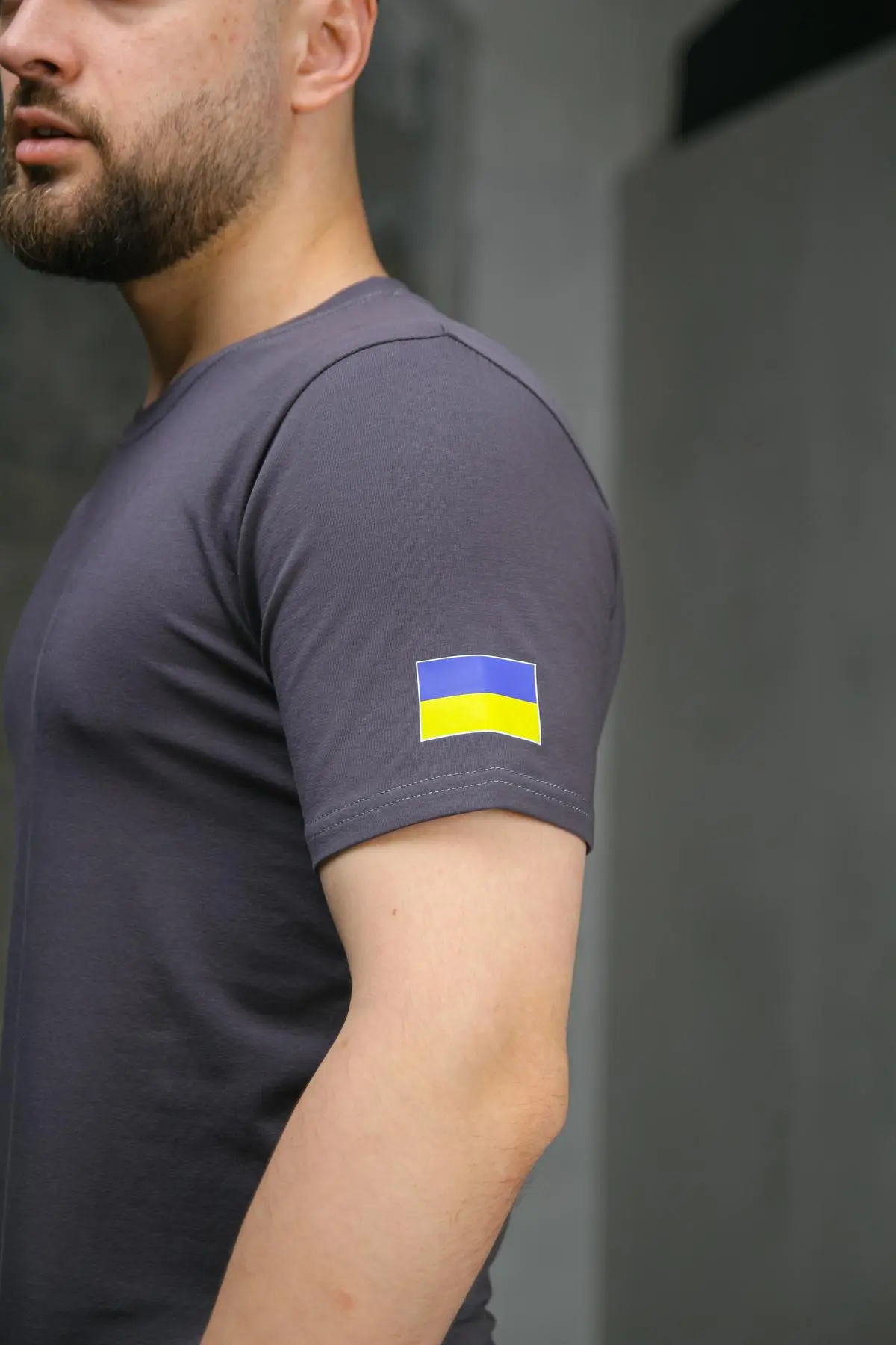 Футболка чоловіча з прапором на плечі Intruder темно-сіра
