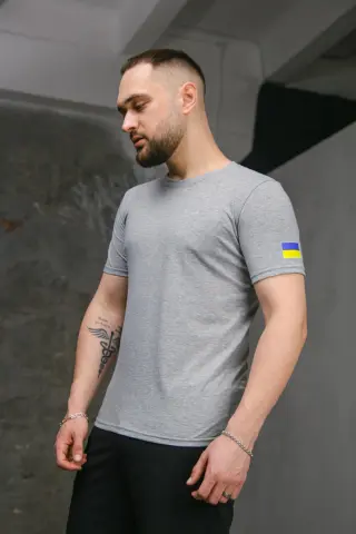 Футболка чоловіча з прапором на плечі Intruder сіра