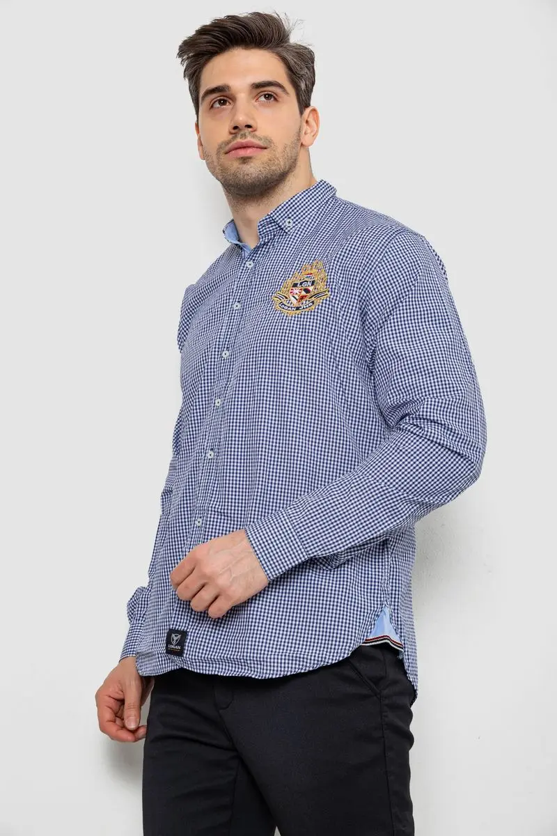 Сорочка чоловіча в клітинку, колір синій, 214R9030