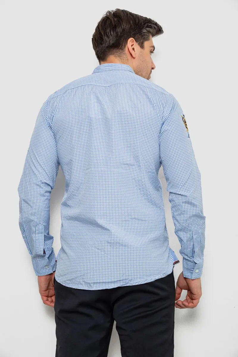 Сорочка чоловіча в клітинку, колір блакитний, 214R9030
