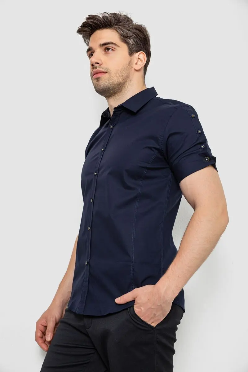 Сорочка чоловіча однотонна, колір синій, 214R5003