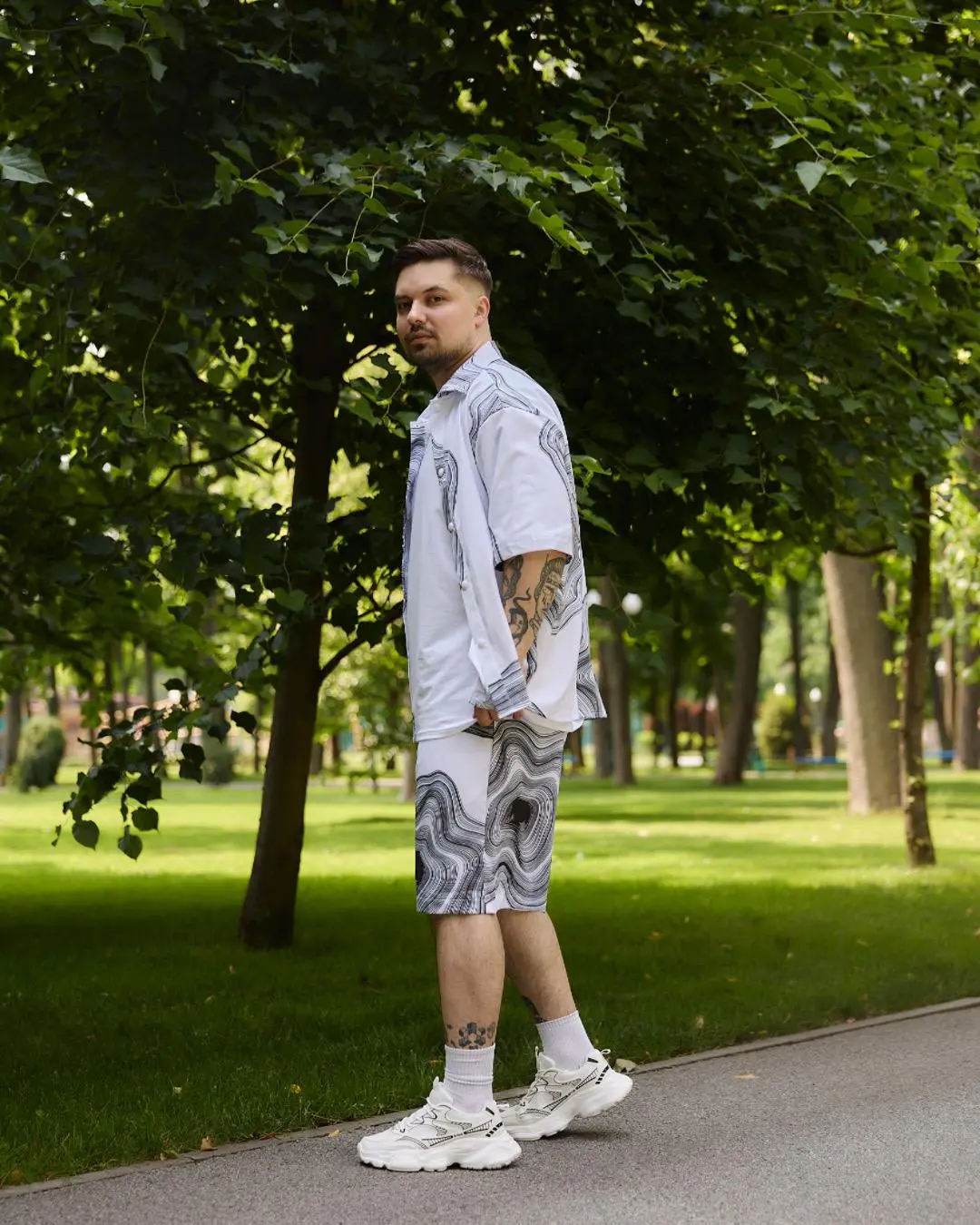 Шорти сорочка (розводи білі принт)