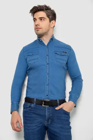Сорочка чоловіча джинсова, колір синій, 214R802