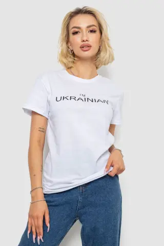 Футболка жіноча з принтом, колір білий, 238R57383-1