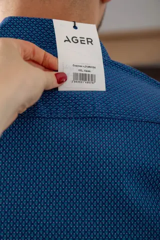 Сорочка чоловіча з принтом, колір синій, 214RK104