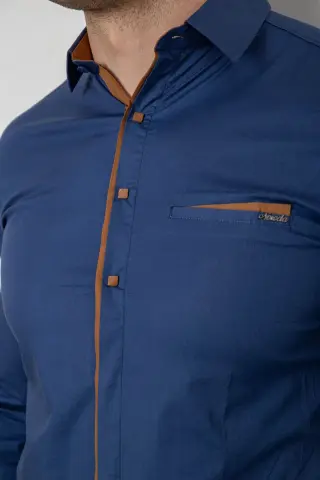 Сорочка чоловіча, колір синій, 214R7009-1