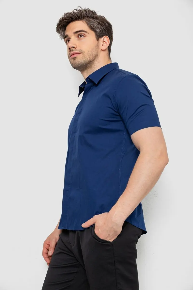 Сорочка чоловіча однотонна, колір синій, 214R6917-3