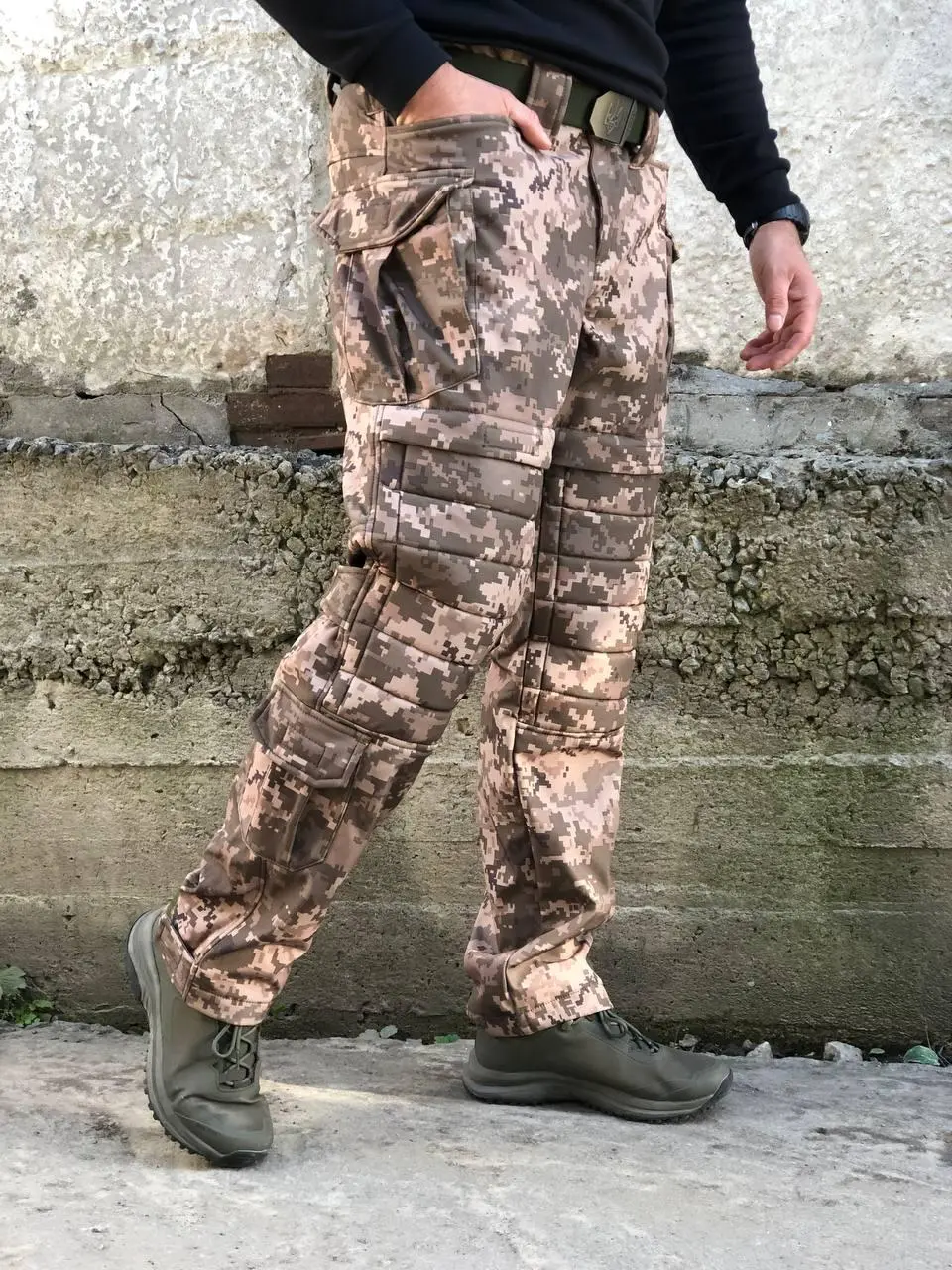 Штани тактичні Soft Shell піксель з укріпленими колінами